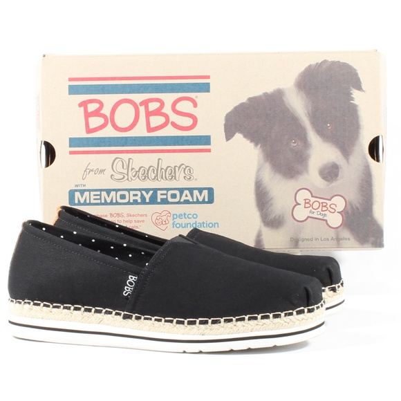 Skechers Shoes - Skechers Bobs Womens Espadrille Slip On Shoes BLK